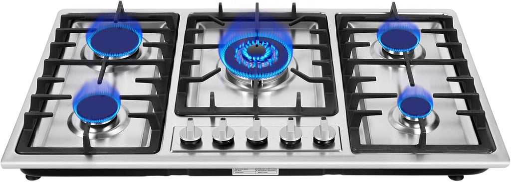 2 Burner Natural Gas Cooktop, Cooktop Stove Top, Tempered Glass Burners Stove with Anti-Temper Protection for Apartment, Indoor (Not Included Gas Pipe) (4)