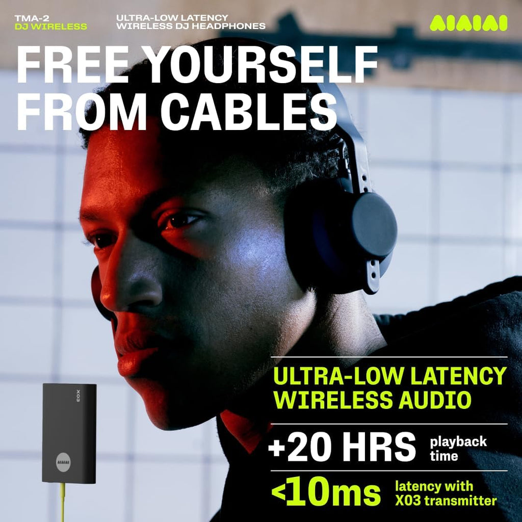 Aiaiai TMA-2 DJ Wireless - Professional Wireless DJ Headphones with Ultra-Low Latency Audio, 20+ Hours of Playback, Durable Lightweight Design, High Isolation Ear Pads and Added Bluetooth.