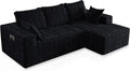 96' Modular Sectional Cloud Couch for Living Room Deep Seat L Shapes Boneless Couch with Oversized Chaise Lounge, Comfy Memory Foam Flannel Fabric Sofa for Bedroom Apartment, No Assembly Required