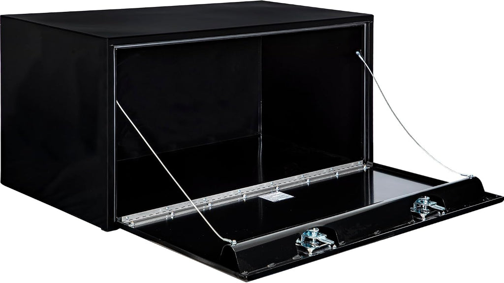 Buyers Products 1704310 Black Steel Underbody Truck Tool Box – 24 x 24 x 48 Inch - Truck Bed & Underbelly RV Storage Box, Locking T-Latch, Weather-Resistant, Heavy-Duty Flatbed Job Box, Made in USA