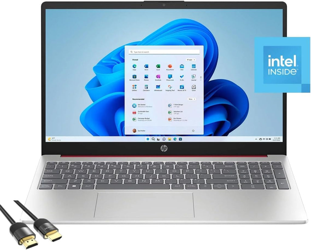 HP Laptop for Business & Students, 15.6'' HD Anti-Glare Display, Intel 4-Cores N200, 16GB RAM, 128GB UFS, Wi-Fi 6, Webcam, HDMI, USB-C, PDG HDMI Cable, Windows 11 Home in S Mode, Scarlet Red, 15-FD