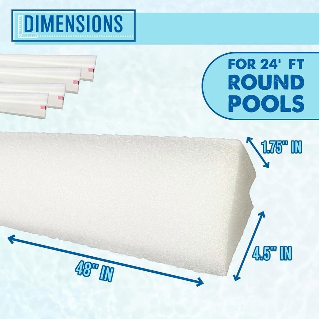 Poolzilla 48'' Inch Pool Cove for 24' FT Round Above-Ground Pools (19 Pack) - Durable Peel and Stick Foam for Pool Liner Protection