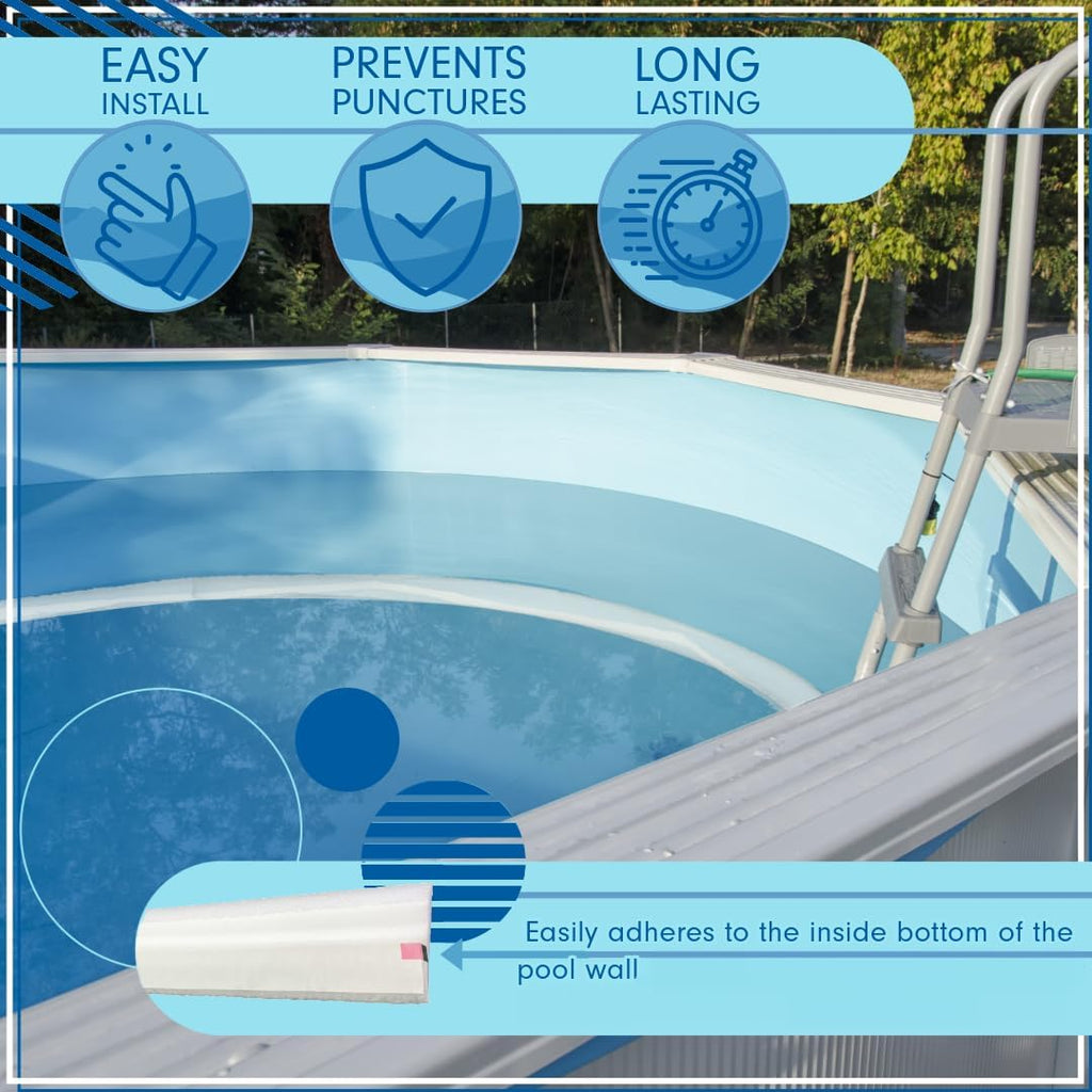 Poolzilla 48'' Inch Pool Cove for 15' x 30' FT Oval Above-Ground Pools (20 Pack) - Durable Peel and Stick Foam for Pool Liner Protection