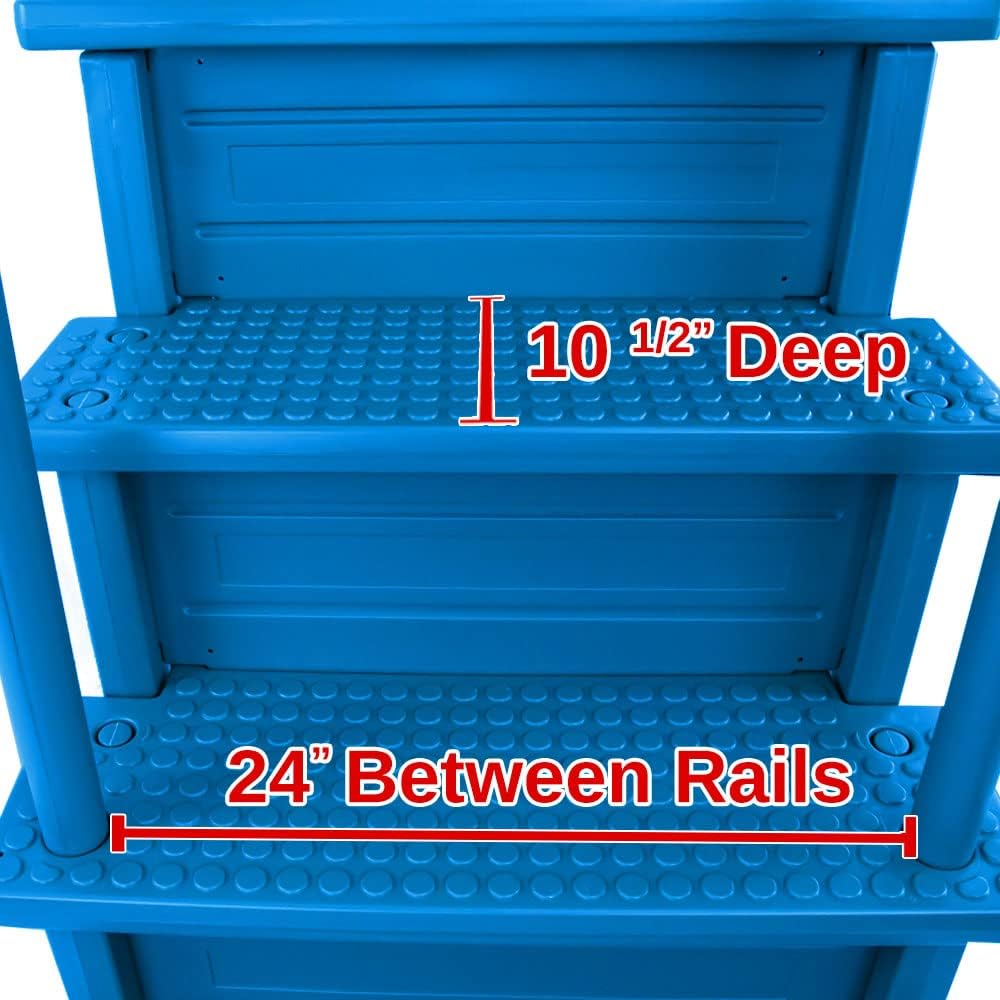 Aqua Select Anti-Slip in-Pool Steps | Blue | for Above Ground Swimming Pools | Can Mount to Decks 48' to 54' H | Safety Stairs Capacity Up to 350 lbs