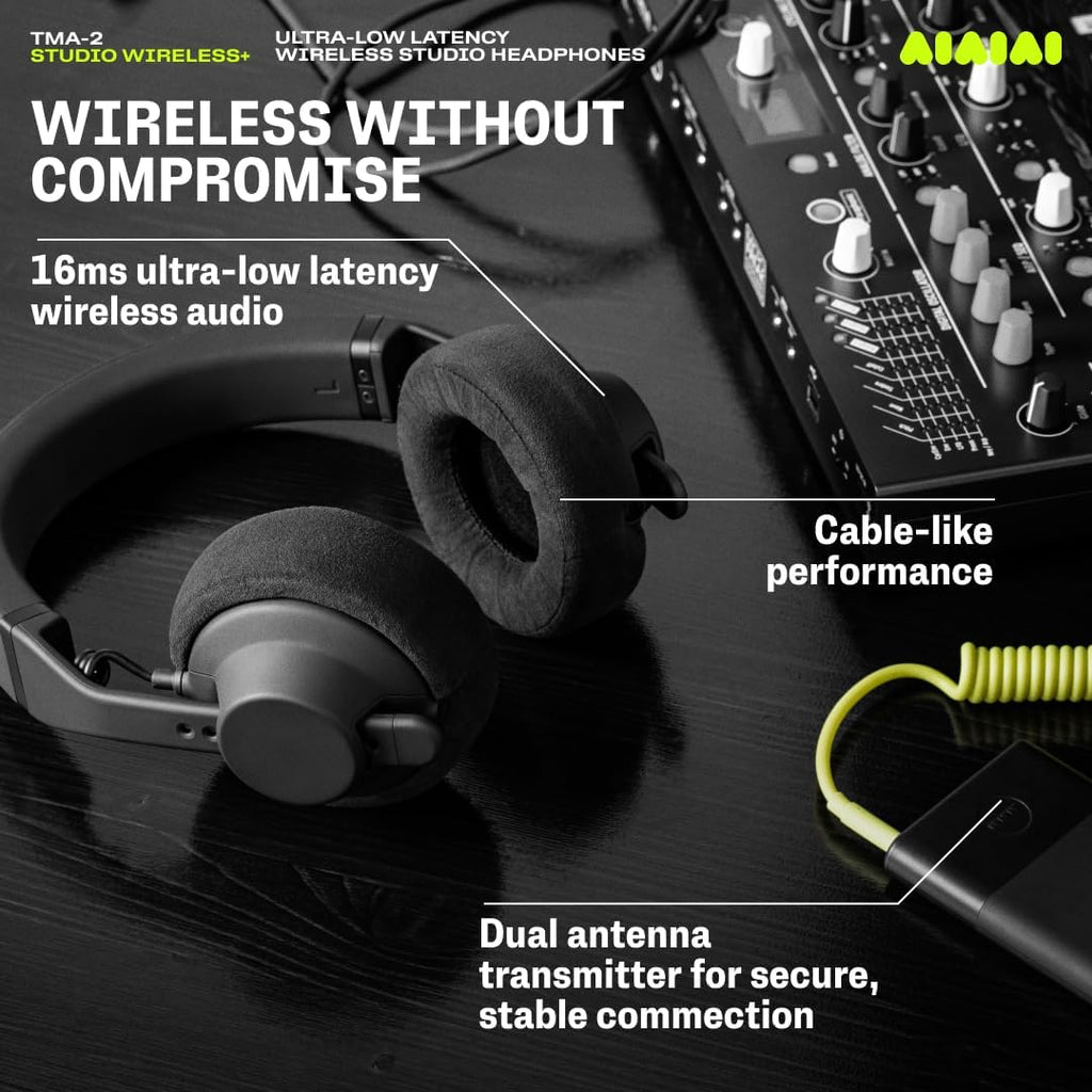 AIAIAI TMA-2 Studio Wireless+ Headphones Over Ear, W+ Link Technology, Fully Modular Construction, Uncompressed Wireless Audio, Premium Memory Foam Cushions, Ergonomic Creator Headband