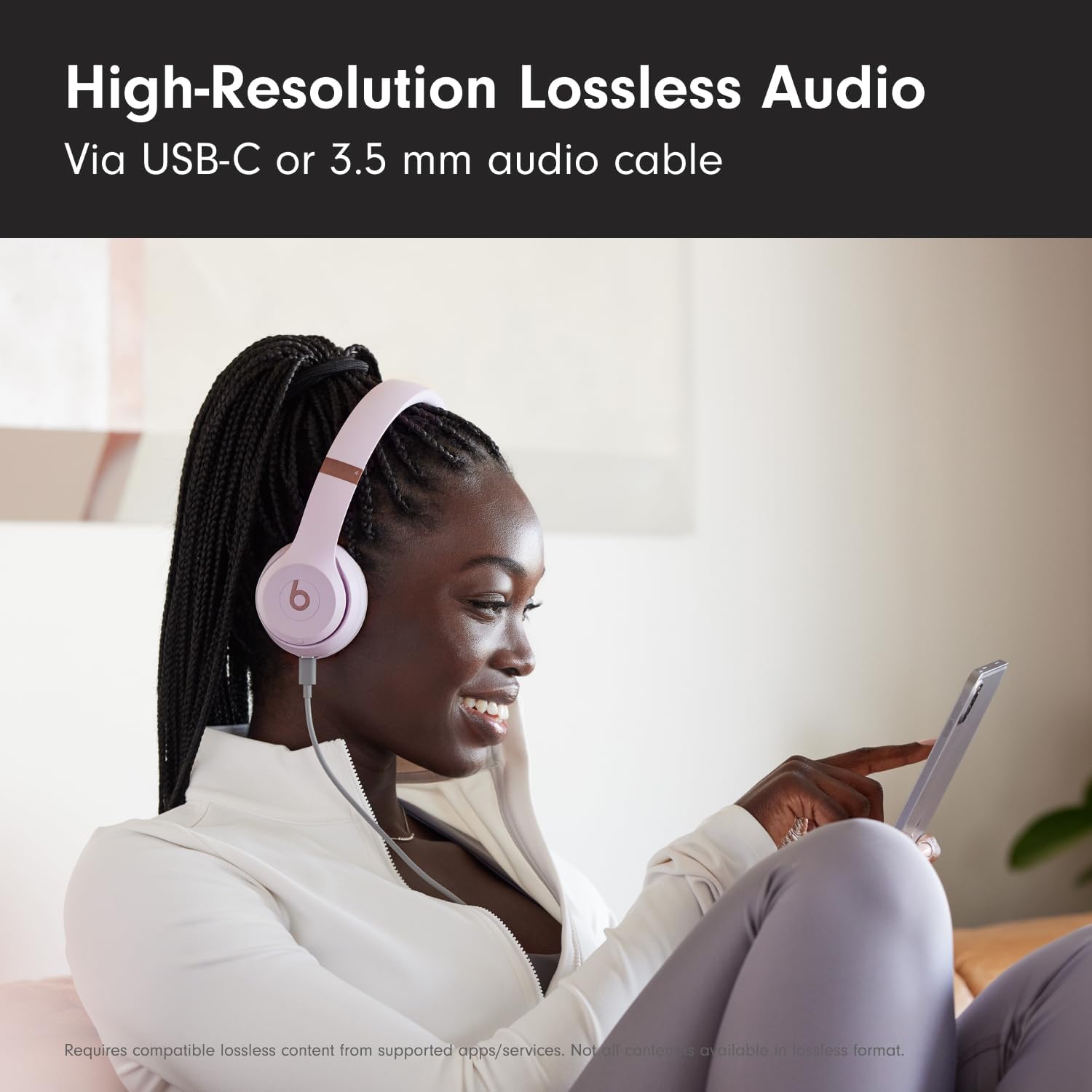 Beats Solo 4 - Wireless Bluetooth On-Ear Headphones, Apple & Android Compatible, Up to 50 Hours of Battery Life - Cloud Pink (Renewed Premium)