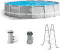 Intex 15' x 42' Prism Frame Above Ground Swimming Pool Set and Pool Filter Pump