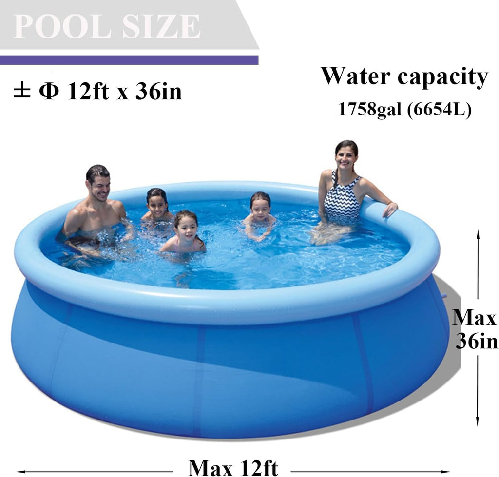 Inflatable Top Ring Swimming Pool, Blue (12ft x 36in)