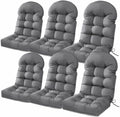 Chair Cushion Waterproof Outdoor Rocking Chair Cushions with Ties Anti-Slip High Back Patio Chair Cushions for Patio Furniture Cushions Dark Grey 6 Pieces