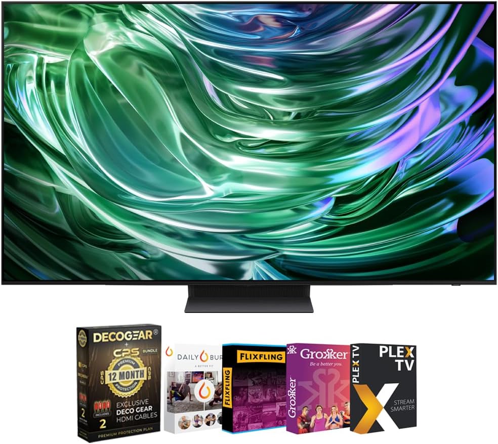 Samsung QN48S90DA 48 Inch OLED 4K Smart TV (2024) Bundle with and Movie Streaming and Deco Gear 2X 4K HDMI 2.0 Cable & CPS Exclusive 12 Month Protection Pack Bundle (BEACH-CPS-261500)