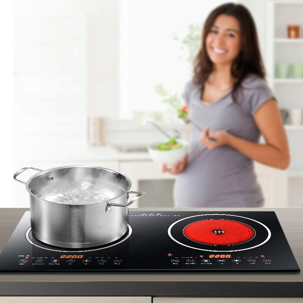 Portable Induction Cooktop - 110V 8 Levels Electric Dual Induction Cooker Cooktop Countertop Double Burner Suitable for Cast Iron Cookware Kitchen or Resturant USA STOCK