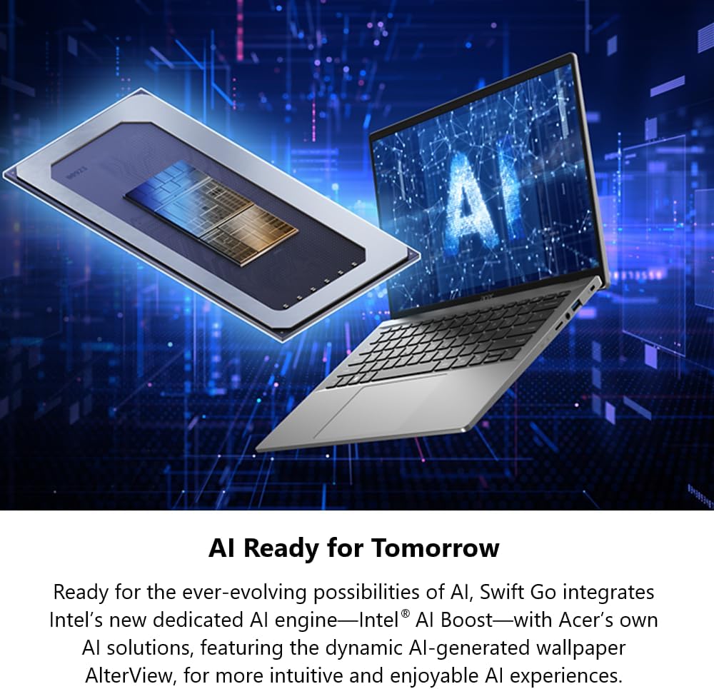 acer Swift Go 14 Intel Evo Thin & Light Laptop | 14' 1920 x 1200 Touch Display | Unlock AI Experiences | Intel Core Ultra 7 Processor 155H | Intel ARC | 16GB LPDDR5X | 512GB SSD | SFG14-72T-718K