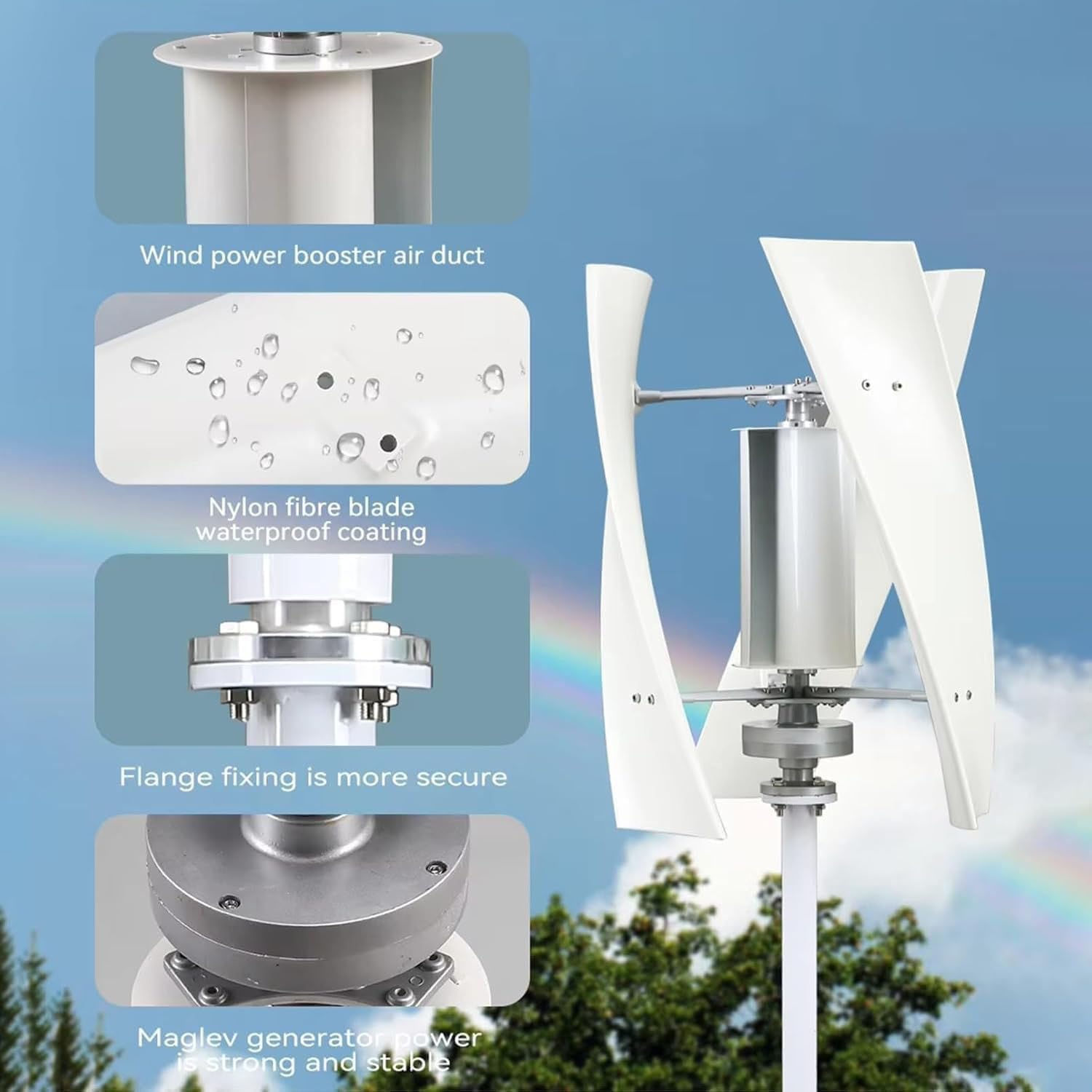 Vertical Wind Turbine Generator for Home 12V 24V 48V 220V with MPPT Low Noise, energy efficient wind power for Farm Garden for Marine,RV,Home,Windmill Generator 3000W-48V