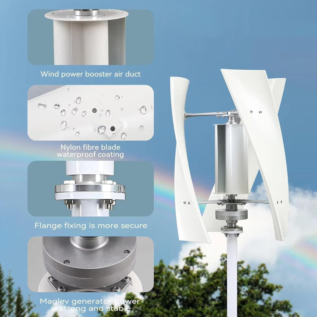 Vertical Axis Wind Turbine Generator 3000W/6000W/9000W/12000W/15000W, 220V 12V 24V 48V Magnetic Levitation Wind Turbine with MPPT Controller for Home Street Lighting 6000W-12V