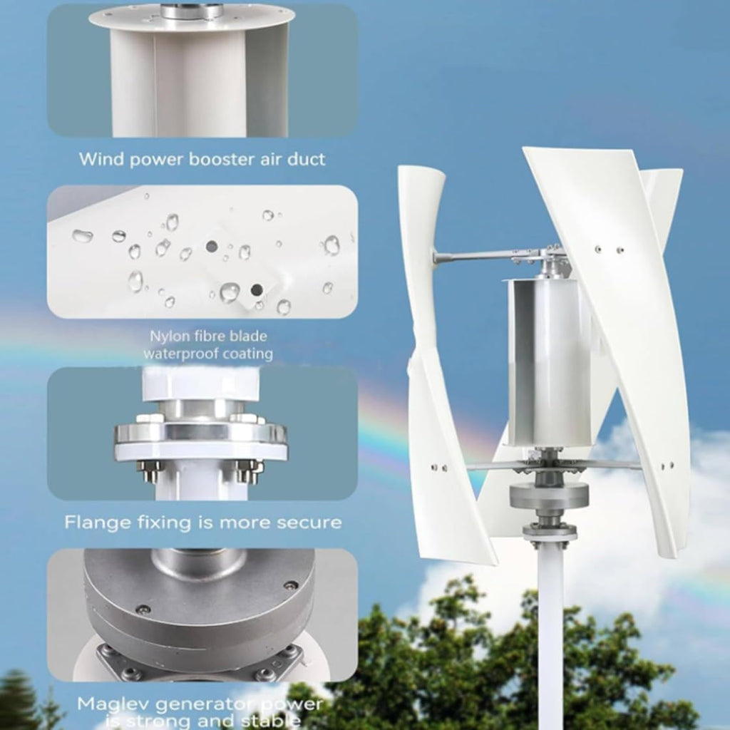 3000W Vertical Wind Turbine Generator with Controller & Grid Inverter, 8000W Home Wind Power System, Efficient Renewable Energy Solution for Off-Grid & On-Grid Use