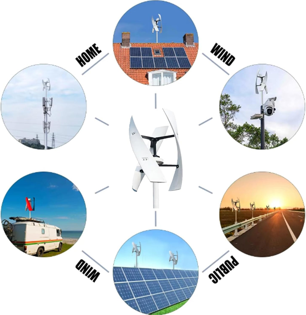 220V-12V Vertical Wind Turbine Generator 3000W 3 Blade Maglev Wind Turbine Noiseless Suitable for Outdoor Street Lighting with Controller,48v