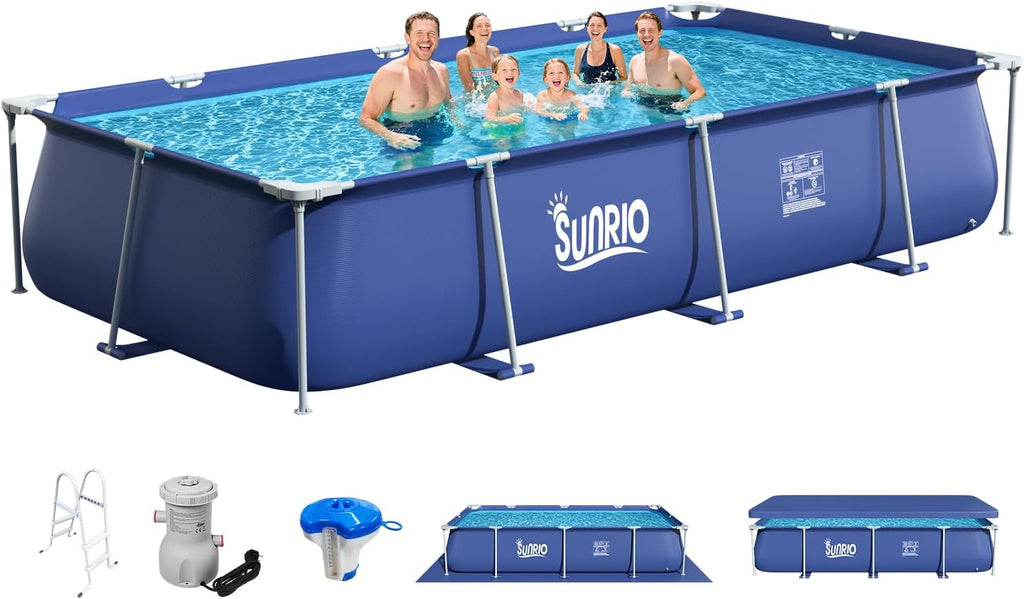 15'*7'3'*33' Rectangular Above Ground Swimming Pool Metal Frame Family Pool for Kids and Adults with 530 GPH Filter Pump Pool Cover and Ground Cover Capacity 1680 Gallon