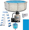 WaterThat Steel Frame Above-Ground Pool Kit, DIY Family Size Backyard Pool with Sand Filter Pump, Ladder, Liner, Skimmer, and Net (Boulder, 18' x 52')