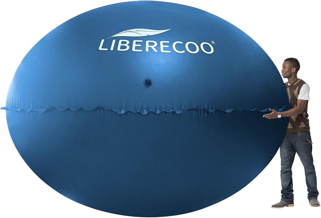 LIBERECOO 10FT Round Pool Cover Pillows for Above-Ground Swimming Pools, 0.4mm Extra Durable Long-Lasting Inflatable Winter Pool Pillows,Ropes Included