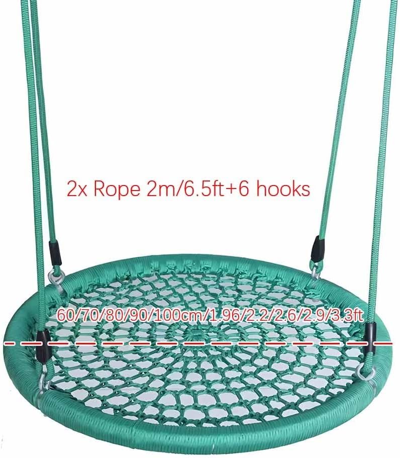 LXHELIVERY Kids Outdoor Nest Disc Swing - Durable Frame with Rope Hanging Kit for Rocking Chair, Amusement Park Play Set Swings(Green,60cm/1.96ft)