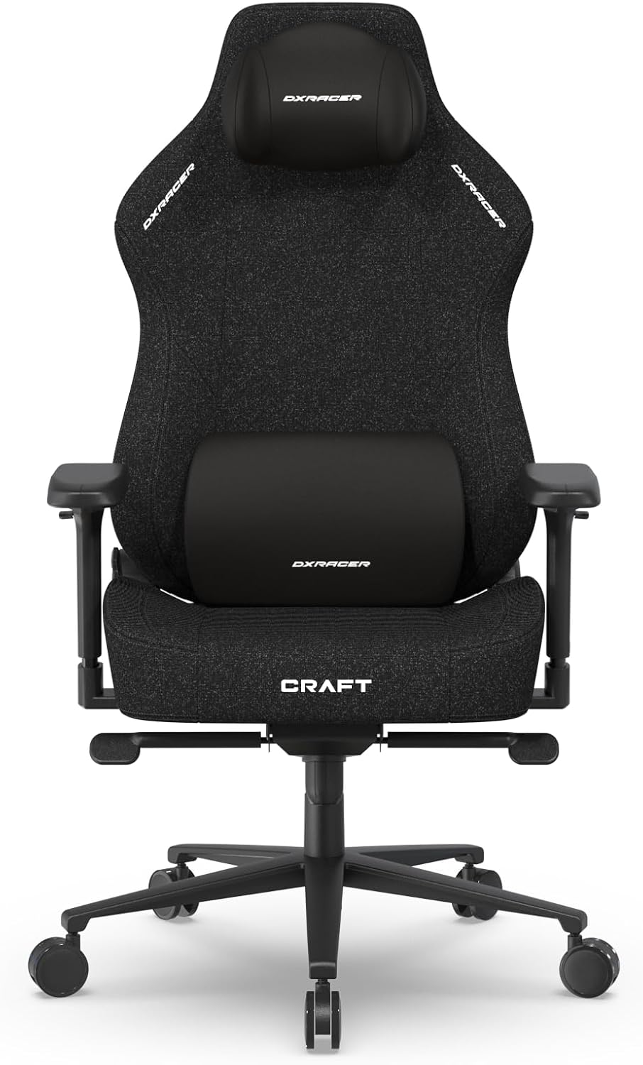DXRacer Craft L Video Gaming Chair for Adults, Ergonomic Office Reclining Computer Chair with Magnetic Head Pillow and Lumbar Support, Racing Style Height Adjustable (Woven Fabric, Black)