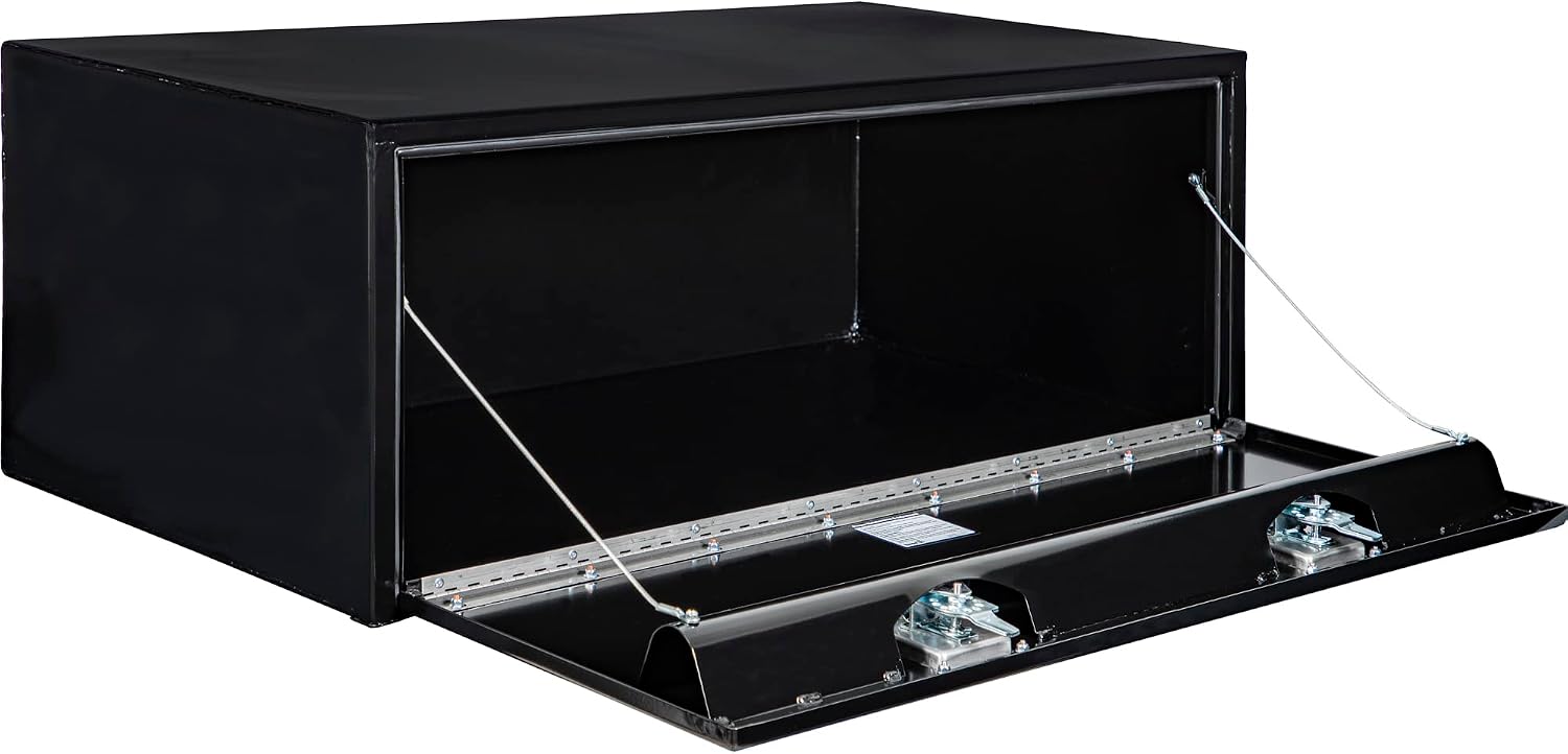 Buyers Products 1708310 Black Steel Underbody Truck Tool Box – 18 x 24 x 48 Inch - Truck Bed & Underbelly RV Storage Box, Locking T-Latch, Weather-Resistant, Heavy-Duty Flatbed Job Box, Made in USA