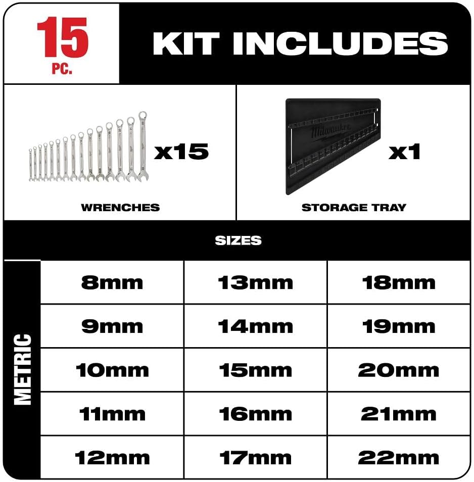 MLW48-22-9515 Combination Wrench Set, Metric