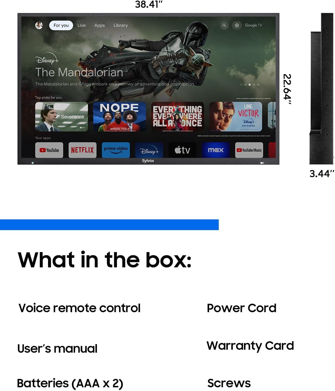 SYLVOX Full Sun Outdoor TV, 65'' QLED Smart TV, IP55 Waterproof, Dolby Vision HDR, Voice Remote,2000nits Weatherproof Television, Chromecast Built-in for Full Sun Area(Pool Pro QLED 3.0)