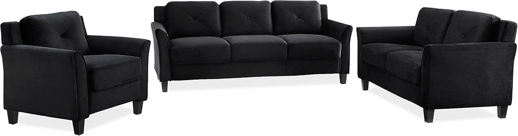 Studio Living Harrington 57.9' Loveseat, Transitional Modern, Pocket Coil Comfort, Easy Assembly, Microfiber Fabric, Black