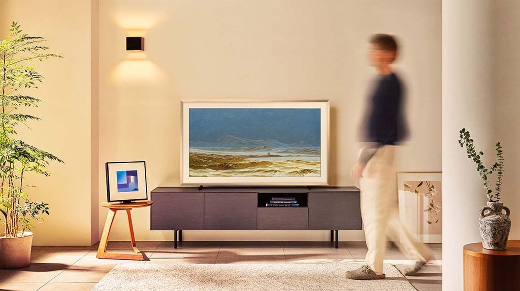Samsung QN75LS03DAFXZA 75 Inch The Frame 4K Smart Quantum HDR TV with a Samsung HW-LS60D 2.0 Channel Photo Frame Speaker Pair (2024)
