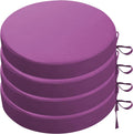 SK Studio Round Outdoor Chair Cushions for Patio Furniture, Set of 4 Waterproof Patio Chair Cushion with Adjustable Ties for Garden Sofa Couch, Purple, 20'x20'x2'