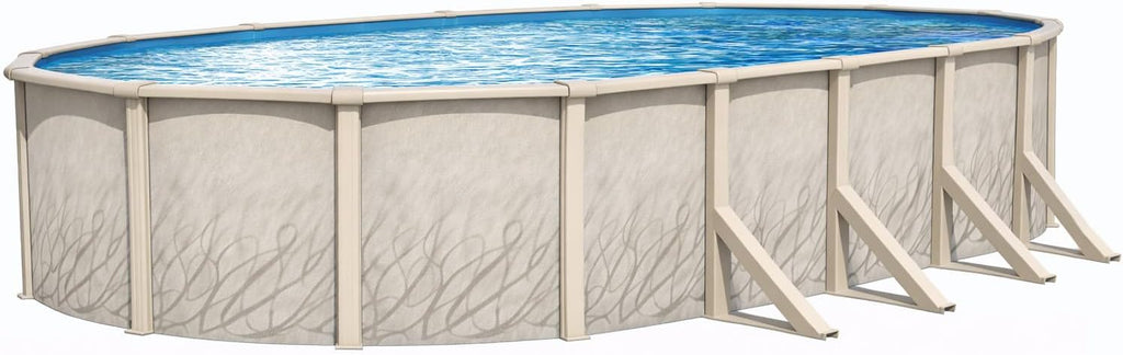 Lake Effect Pools 'Meadows' 12 ft x 24 ft Oval Above Ground Swimming Pool | 52 Inch Steel Side Walls | Kit Includes: 25 Gauge Overlap Liner & Widemouth Skimmer