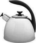 BergHOFF Essentials 18/10 Stainless Steel Whistling Kettle 2.6 qt. Silver Lucia Safe Grip Handle Simplifies filling and cleaning Induction cooktop compatible
