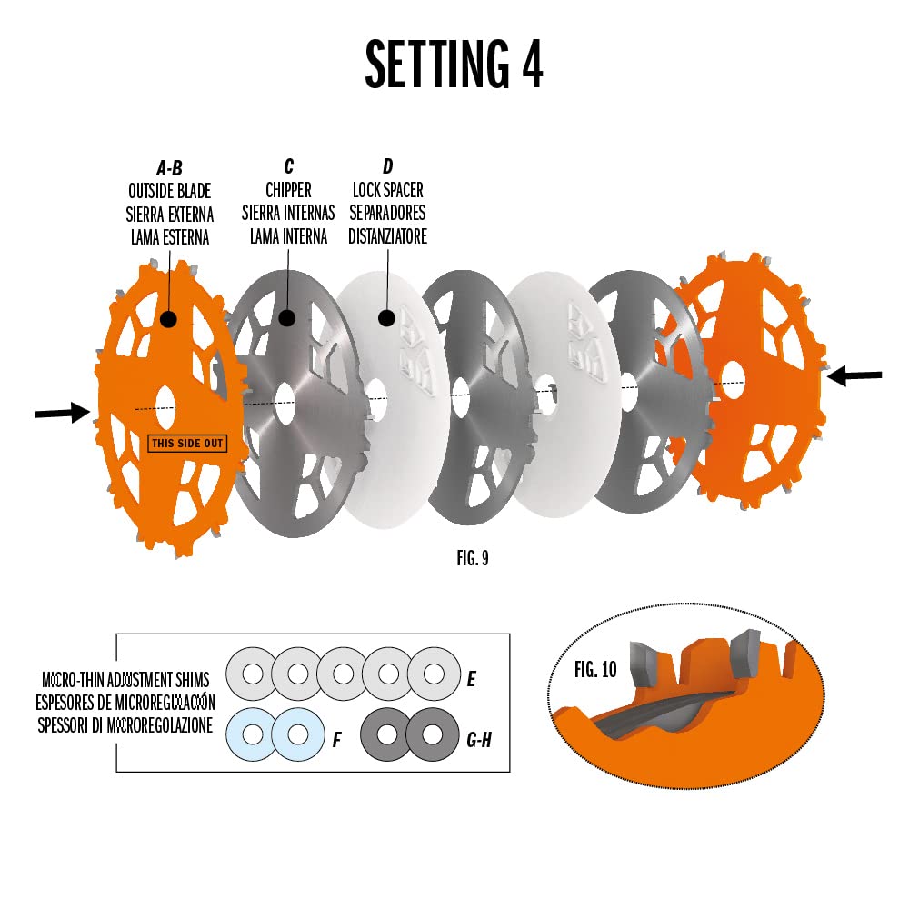 CMT ORANGE TOOLS 230.312.08 DADO Set Saw Blade HW D=8' B=5/8' Z12 FTG+ATB Orange PTFE