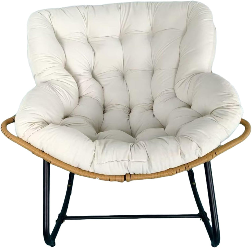 Outdoor Rocking Chair Cushions（Only Cushion, Waterproof Patio Egg Lounge Chair Cushion, Indoor Papasan Chair Cushion(White)