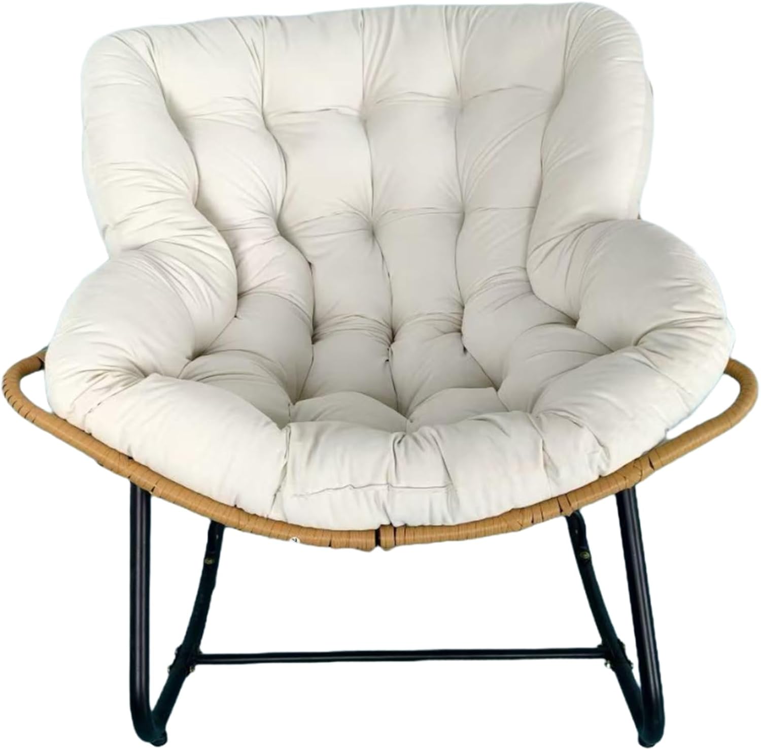 Outdoor Rocking Chair Cushions（Only Cushion, Waterproof Patio Egg Lounge Chair Cushion, Indoor Papasan Chair Cushion(White)