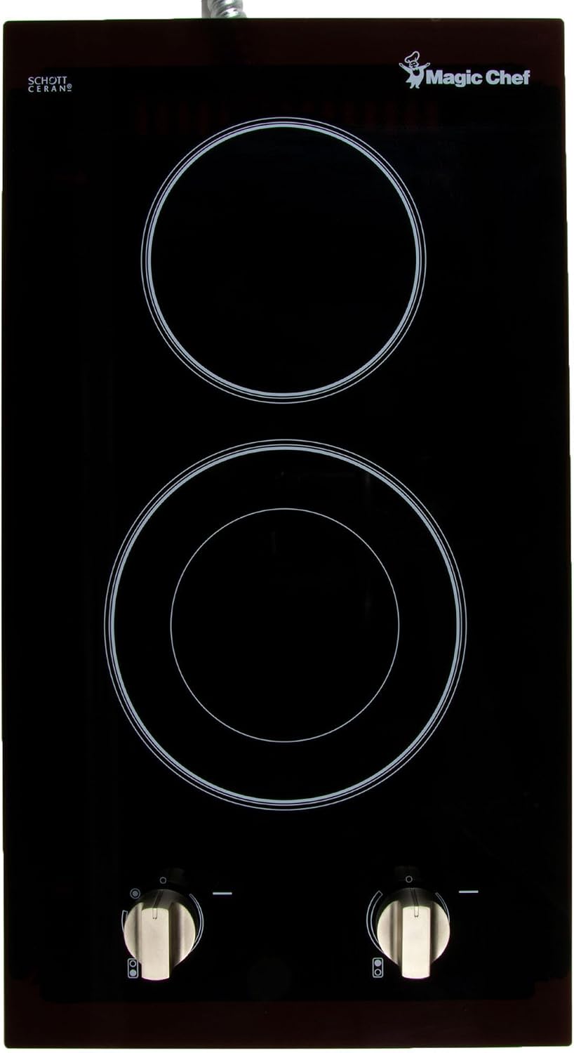 12 in. Radiant Electric Ceramic Glass Cooktop in Black with 2 Elements Including Dual Radiant Element