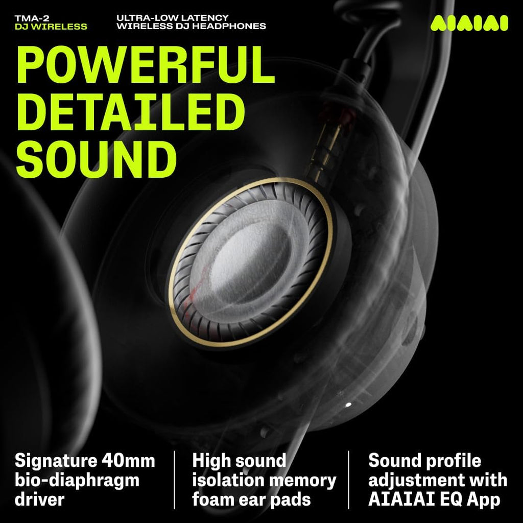 Aiaiai TMA-2 DJ Wireless - Professional Wireless DJ Headphones with Ultra-Low Latency Audio, 20+ Hours of Playback, Durable Lightweight Design, High Isolation Ear Pads and Added Bluetooth.