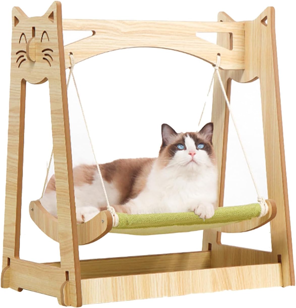 Cat Hammock Bed, Hanging Cat Bed, Hammock Rocking Chair, Wooden Comfortable Breathable Stable Quiet Summer Hanging Cat Bed for All Seasons (DC-006-2)