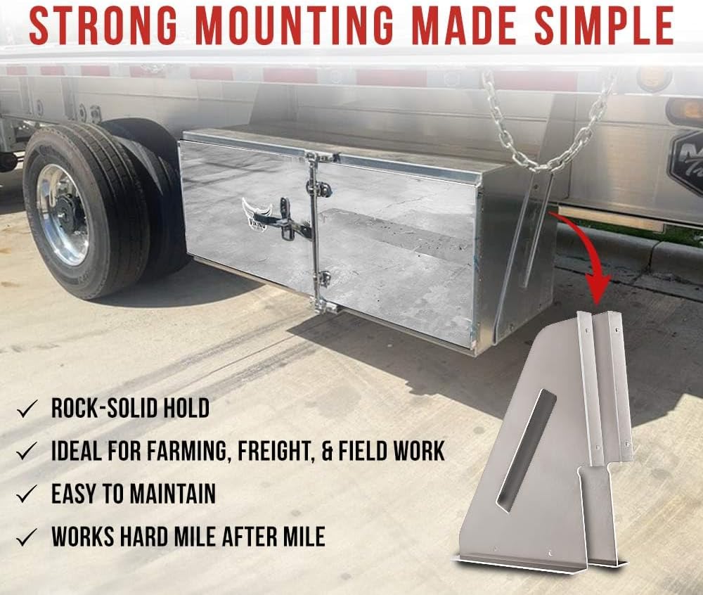 Mytee Products Aluminum Mounting Brackets for Flatbed and Stepdeck Trailer Toolbox - 18' x 24' Weld-on, Weather Resistant Underbody Truck Tool Box Mounting Kit - 1 Pair