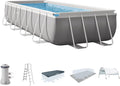 Intex 16 Foot by 42 inches Frame Rectangular Above Ground Swimming Pool Set with Filter Pump, Ladder, Ground Cloth, Protective Canopy, and Pool Cover