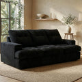 85' Corduroy 3 Seater Sofa in a Box, High-Density Foam Couch, No Assembly Compressed Deep Seat Sofa for Living Room, Bedroom, Apartment, Black | No Assembly Required, Soft Corduroy, HD Foam Comfort, Deep Seat Comfort, Sofa in a Box Setup