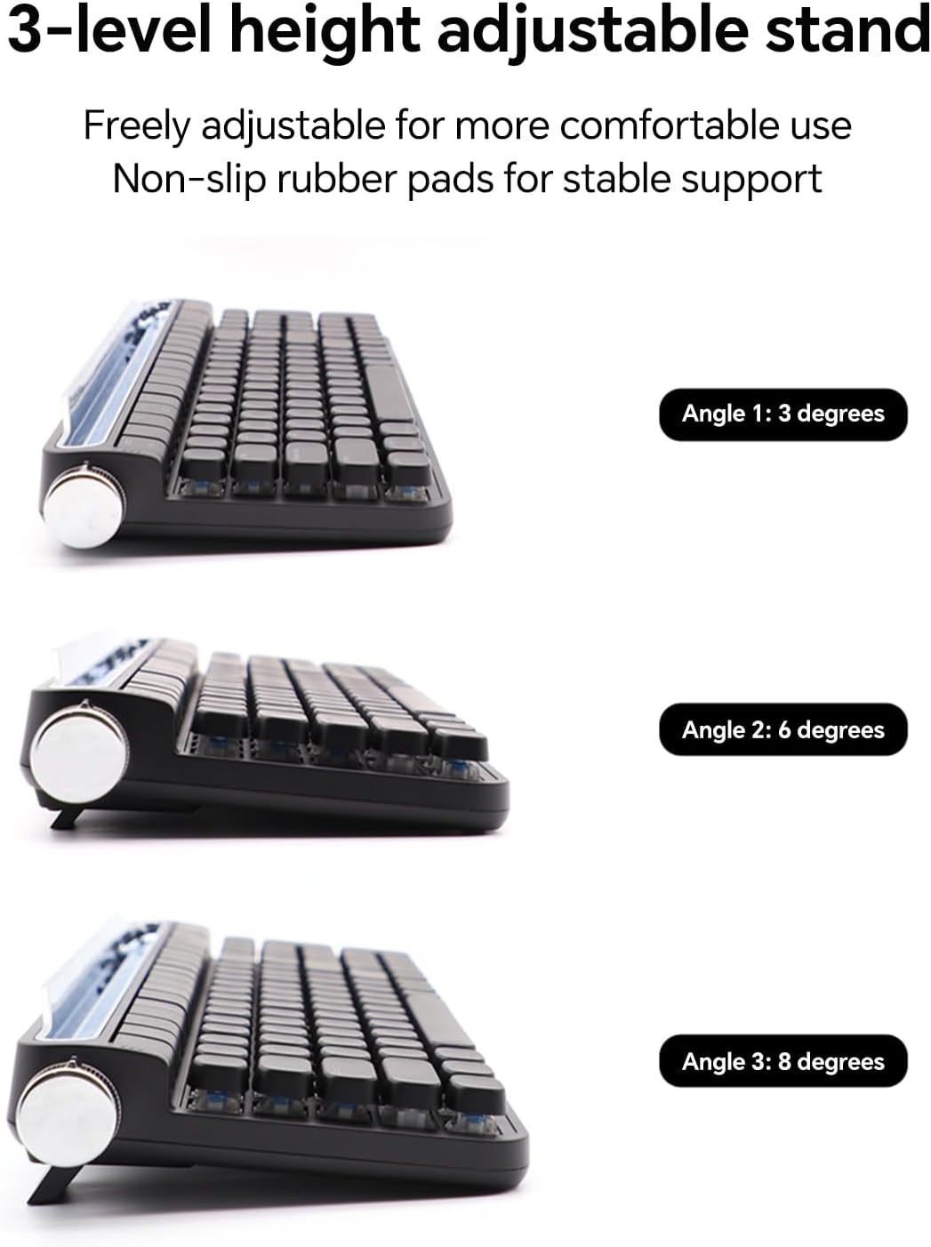 Retro Typewriter Mechanical Keyboard with Tablet Stand, 100 Keys LED Backlit, ABS+PBT Keycaps, Wired/Bluetooth, Blue Switch, Compatible with Windows/Mac/iOS/Android (Black)
