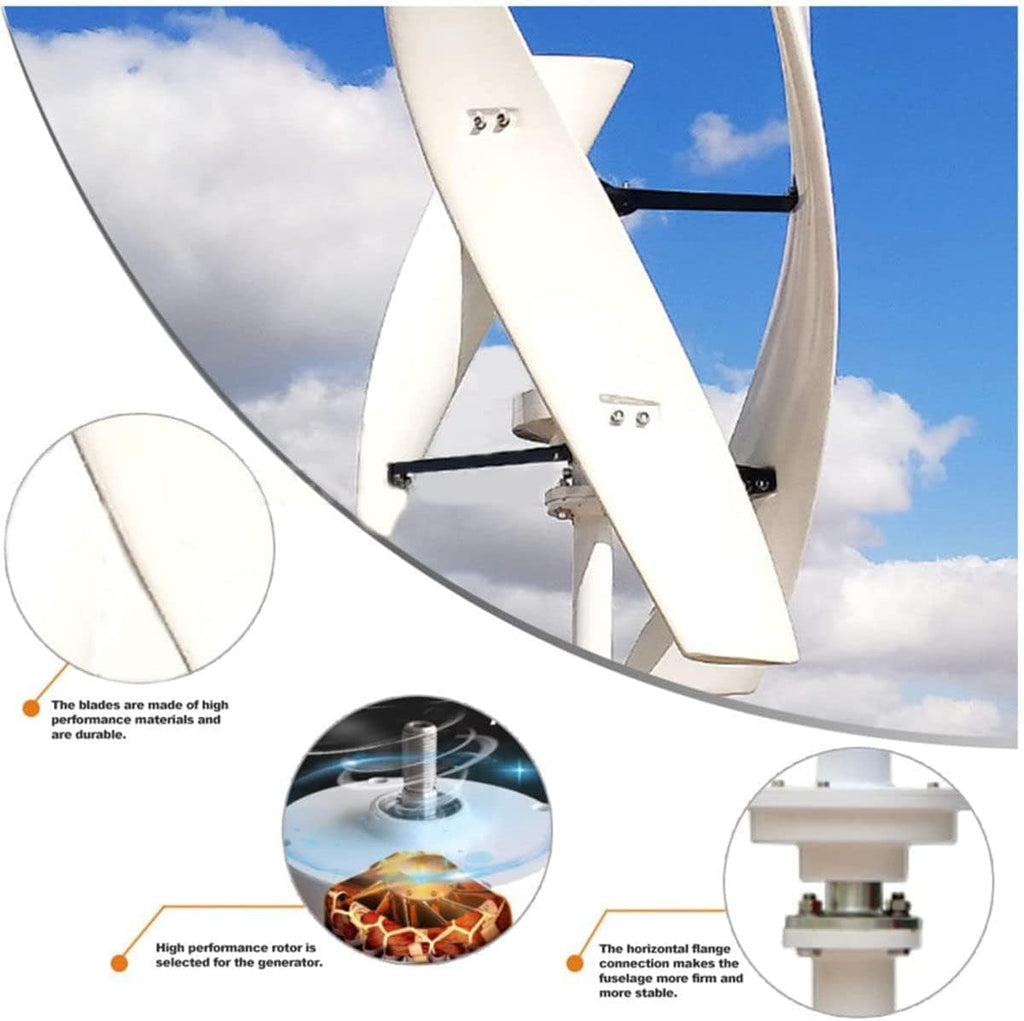 220V-12V Vertical Wind Turbine Generator 3000W 3 Blade Maglev Wind Turbine Noiseless Suitable for Outdoor Street Lighting with Controller,24v