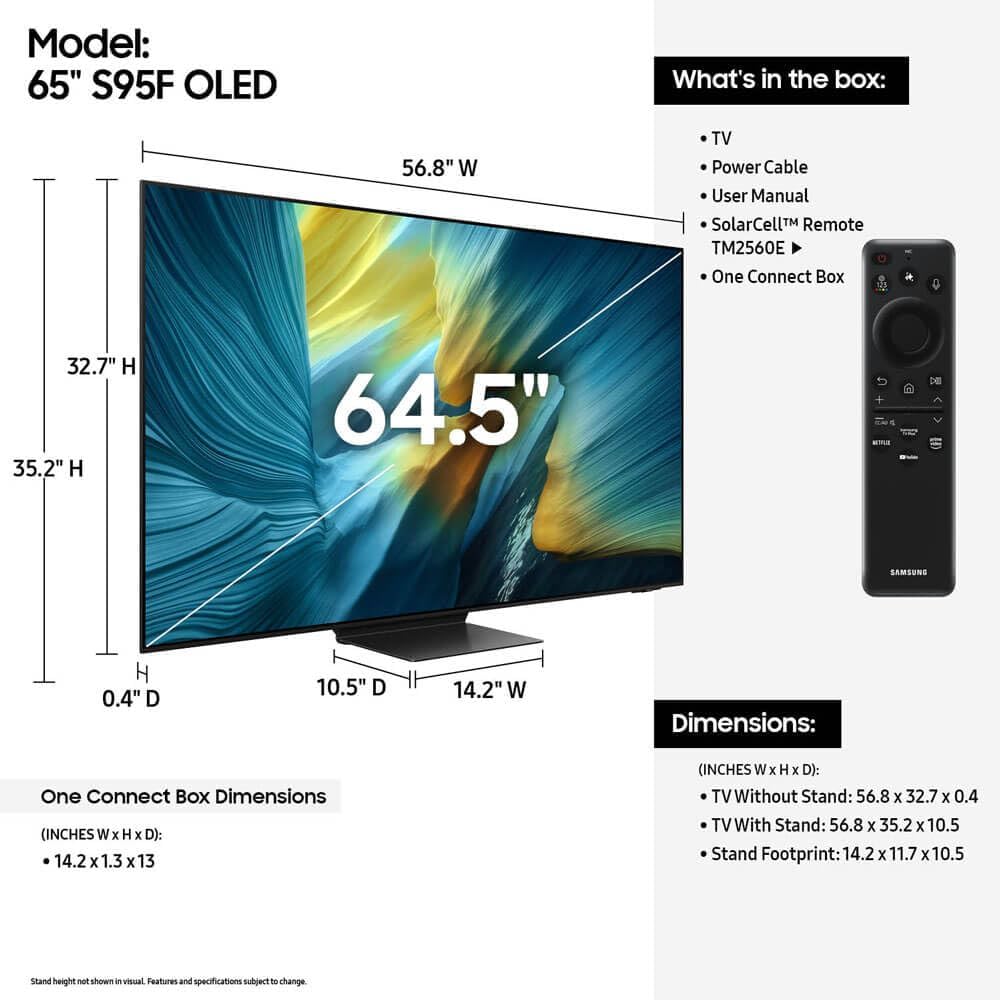 Samsung QN65S95F 65 inch Class OLED 4K S95F Vision AI Smart TV (2025)