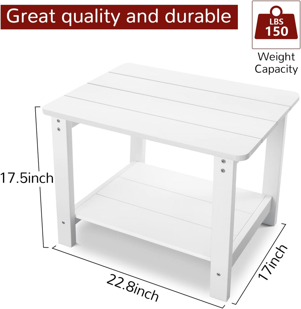 Stoog All-Weather Patio Rocking Chairs Set of 2 with Table, 3 Piece Front Porch Rocker Set, 400Lbs Support Porch Rocker for Backyard, Lawn, Patio, Garden and Indoor, White