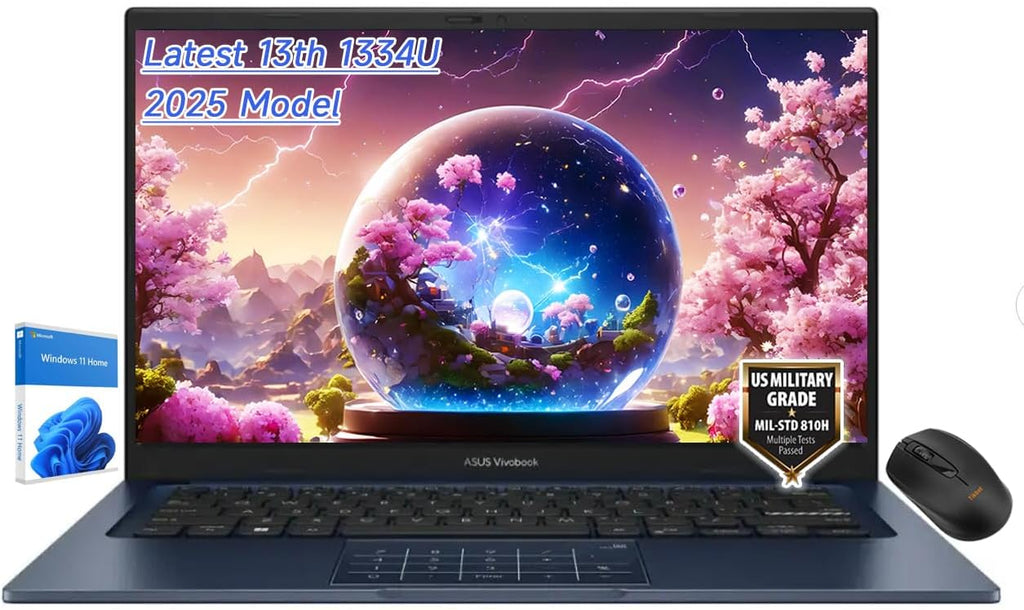 ASUS Vivobook 14' FHD Slim Laptop, Latest 10Cores i5-1334U, Intel UHD Graphics, USB C, Webcam, 2025 Model, Win11 (40GB RAM | 1TB SSD)
