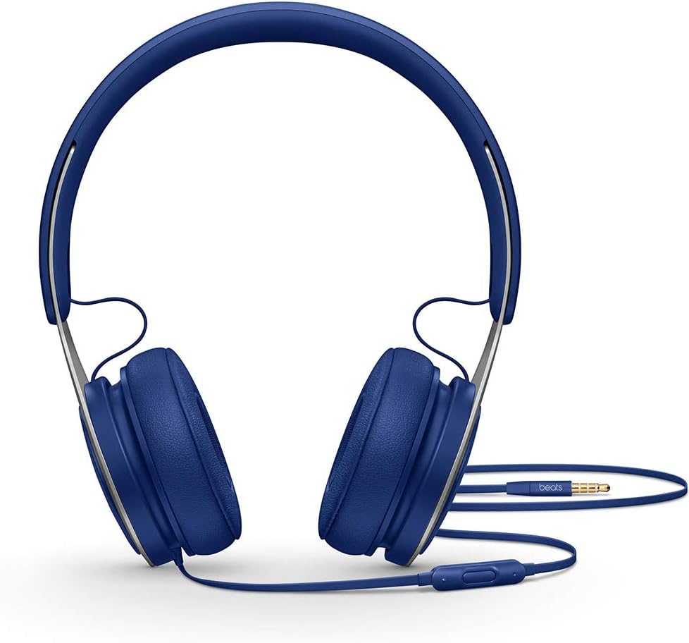 Beats EP Wired On-Ear Headphones - Battery Free for Unlimited Listening, Built in Mic and Controls - Blue