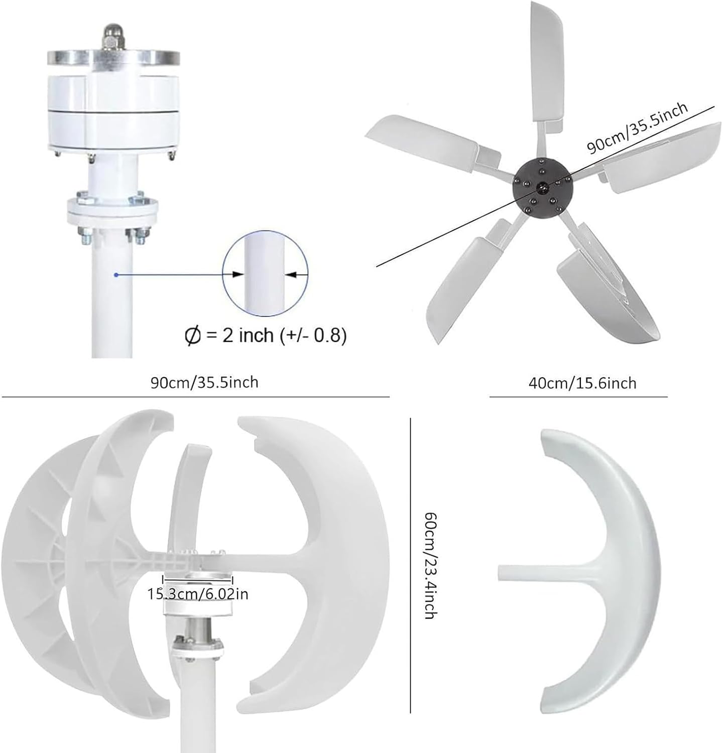 Wind Turbine Generator Kit 3000W 4000W 5000W with Controller, Wind Generator for Home Use, Vertical Wind Turbine Windmill Power Generator,5000W-12V