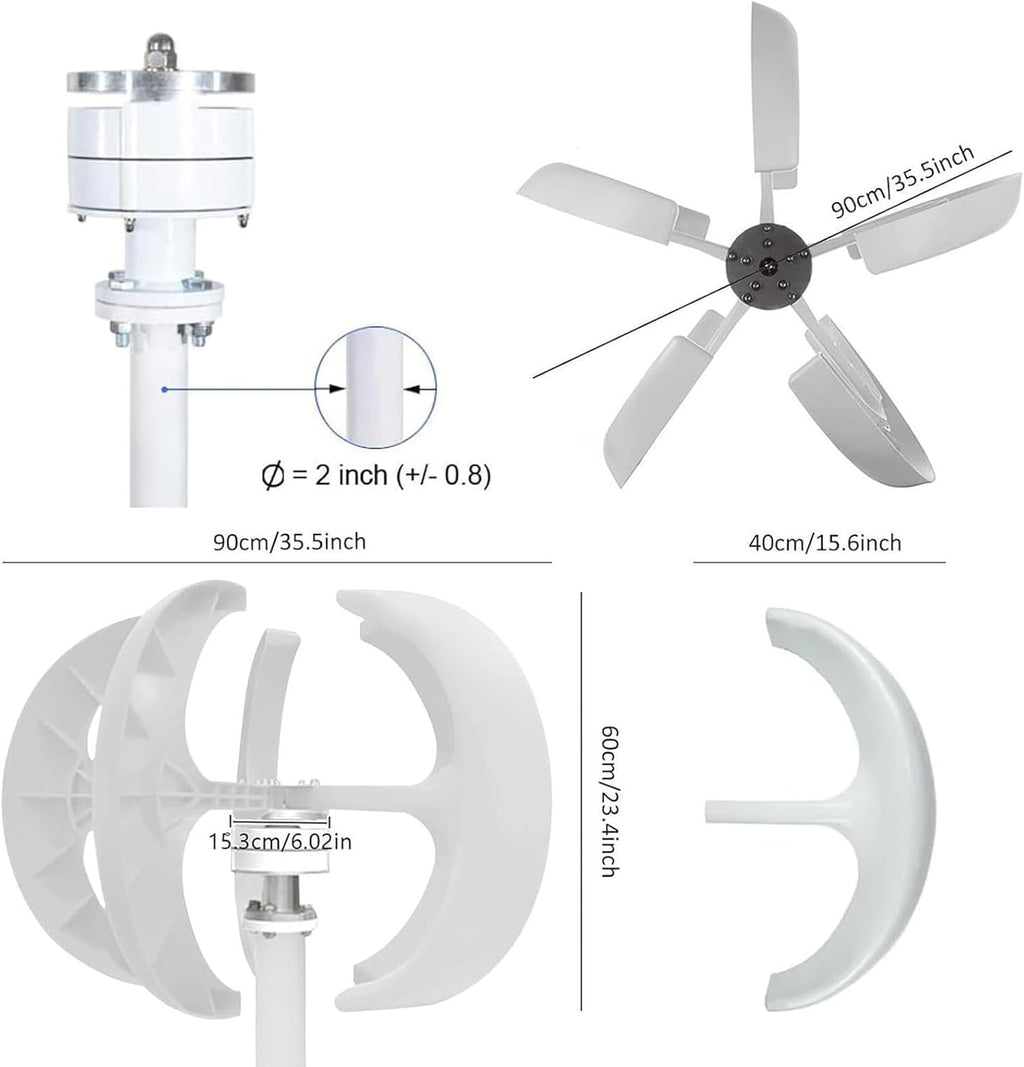 Wind Turbine Generator Kit 3000W 4000W 5000W with Controller, Wind Generator for Home Use, Vertical Wind Turbine Windmill Power Generator,5000W-24V